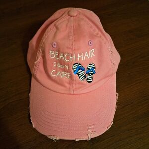 NWOT District "Beach Hair I Don't Care" Pink Cap With Adjustable Strap